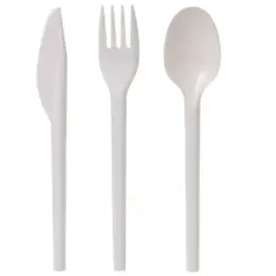 Blanc HYGIENIC Set: Plastikbesteck Premium Löffel /Gabel/ Messer Mehrwegbesteck, 2000Stk, weiß, robust