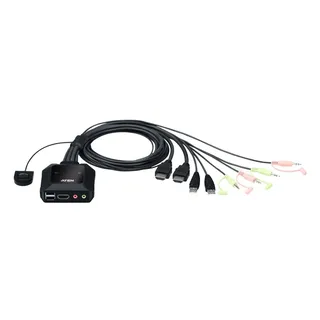 ATEN CS22H 2-Port USB 4K HDMI Kabel KVM Switch mit Audio und Remote