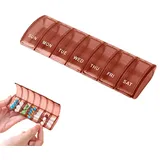 Jaimela Tablettenbox 7 Tage, Pillendose 7 Tagemedikamentenbox, Leicht Zu Öffnen, für Vitamine, Nahrungsergänzungsmittel und Medikamente (Rot)