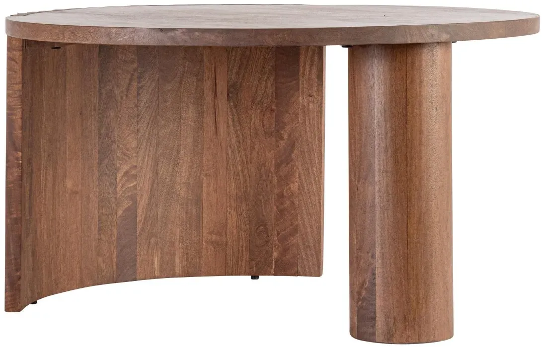 Couchtisch Orissa aus Mangoholz, modern rundes Design, braun, Ø 80 cm, hochwertige Verarbeitung