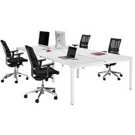 Paperflow easyDesk Doppelschreibtisch weiß rechteckig, 4-Fuß-Gestell weiß 280,0 x 166,0 cm