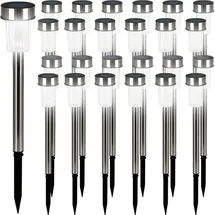monzana Solarleuchte Edelstahl 24er Set wetterfest IP44 silber