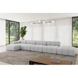 altdecor Ecksofa modulares Sofa Lizur-L3 - 475x160x70 cm Hellgrau Bouclé