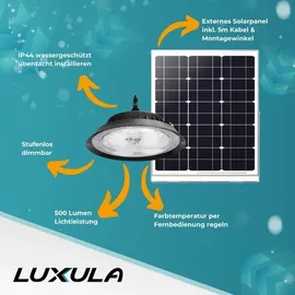 LUXULA Solar Hängeleuchte LED 6W 500lm IP44 schwarz inkl. Fernbedienung