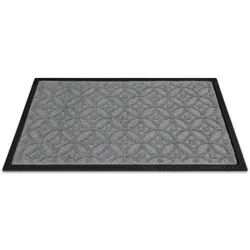 Fußmatte WECON HOME "Midnight Mosaic", grau (hell grau), B:60cm H:4mm L:90cm, Polyester, Teppiche, pflegeleicht, rutschfest, Ornamente, Innen & Außen, Schmutzfangmatte