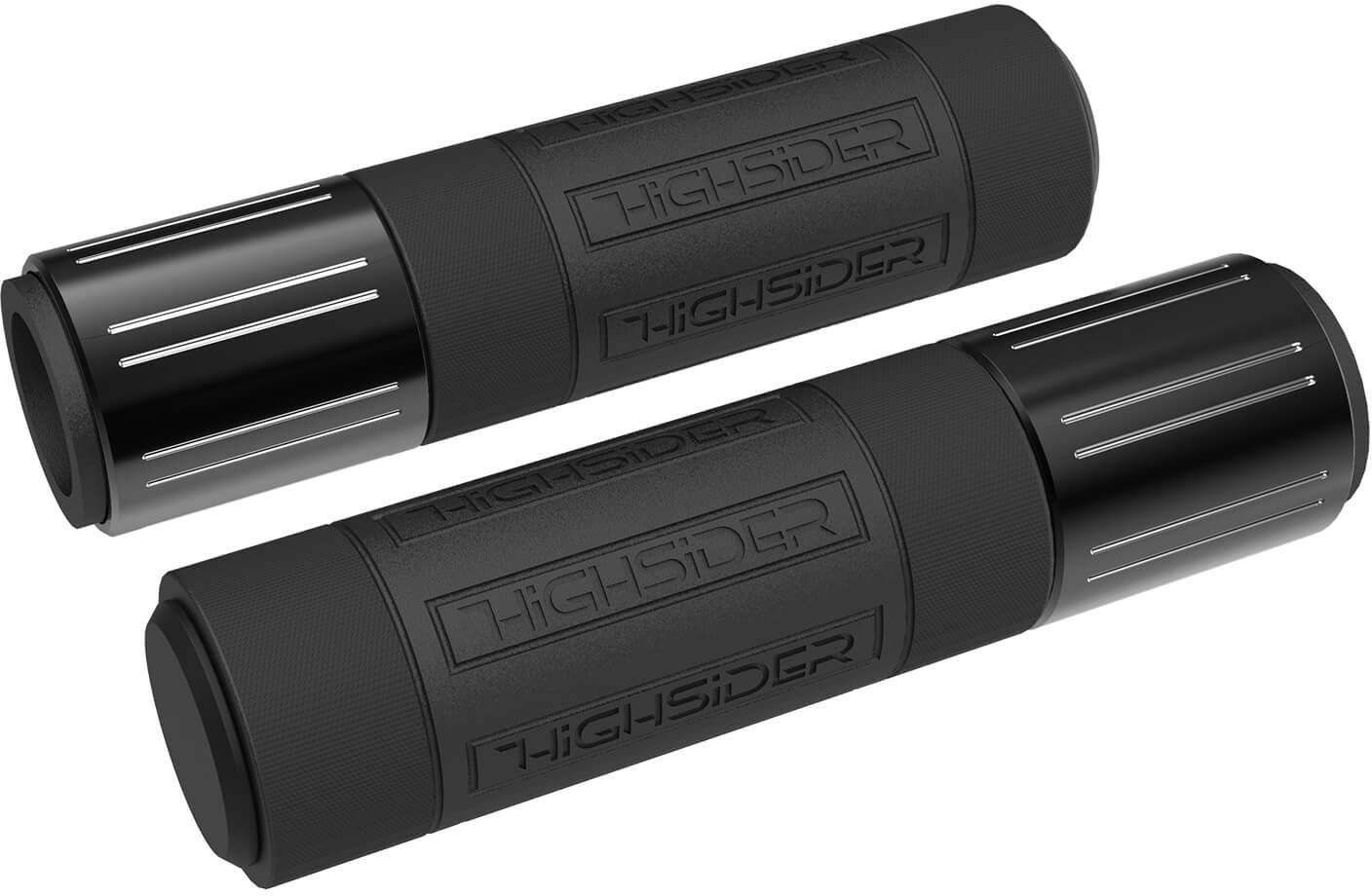 HIGHSIDER CONERO stuurgreep rubber, 7/8 inch (22,2 mm), 132 mm, zwart glanzend met gepolijste schuine kanten, zwart