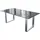 DeLife Esstisch Edge 200x100 Reliefglas Rauchschwarz 3D-Design Edelstahl Schmal