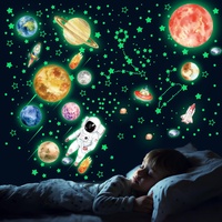Wandsticker Leuchtaufkleber Leuchtsterne Kinderzimmer - Leuchtsterne Astronaut Planet Leuchtsticker Wandtattoo Leuchtend Sterne Sonnensystem Fluoreszierend Wandaufkleber für Kinderzimmer Dekorative