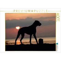 Calvendo Stehender Hund im Sonnenuntergang 1000 Teile Lege-Größe 64