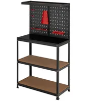 Costway Werkbank mit Lochwand, 2 unteren Ablagen, Werktisch zur Werkzeugaufbewahrung, 13 Zubehörteile zum Aufhängen, enthalten, Werkzeugbank für Garage, Lager