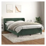 vidaXL Boxspringbett mit Matratze Dunkelgrün 140x200 cm Samt
