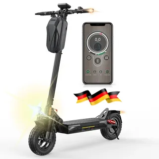 E Scooter mit Straßenzulassung, 10 Zoll Offroad Luftreifen mit Doppeltem Stoßdämpfungssystem, Batterie 12,5 Ah 60–70 km Reichweite, LCD-Instrumententafel, Maximale Tragfähigkeit 150 kg, Smart APP