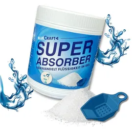 Bluecraft Super Absorber 900g – Flüssigkeitsbinder | Verwandelt Flüssigkeit in Gel | Geruchsneutralisierend & Rückstandslos | Für Haushalt, Pflege, Camping, Tiere & mehr | Kotz-Pulver Granulat
