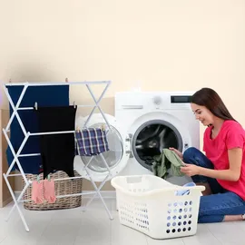 Relaxdays Klappbarer Wäscheständer 7,4 m weiß