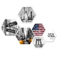 wall-art Mehrteilige Bilder »Typisch New York Collage«, (Set, 6 St.), Metallschild Collage, bunt