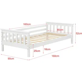[en.casa] Jugendbett Nuuk 80 x 160 cm Kiefer weiß