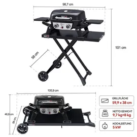 Royal Gourmet Tragbarer 2-Brenner Gasgrill schwarz