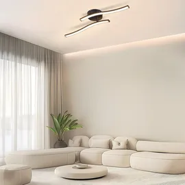 GBLY Deckenlampe Modern Schlafzimmerlampe Schwarz 12W Wohnzimmerlampe 3000K Wellen Design Küchenlampe Innen Warmweiß LED Deckenbeleuchtung für Flur