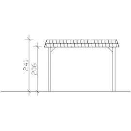 SKANHOLZ Walmdach Carport Spreewald 3,45 x 8,93 m imprägniert mit EPDM-Dach und schwarzer Blende