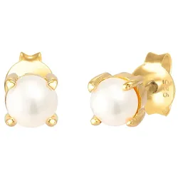 Elli Basic Klassisch Süsswasserzuchtperle 925 Silber goldfarben Damen 