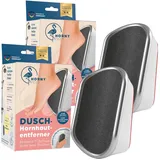 HornyFeet 2x Hornhautentferner für die Dusche | Extragroße Hornhautfeile für ein perfektes Ergebnis - hygienisch & langlebig | Bequem & einfach Hornhaut entfernen direkt beim Duschen [Weiß]