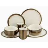 CreaTable MODERN Industrial weiß, 8-teiliges Geschirrset, Kombiservice aus Steinzeug, spülmaschinen- und mikrowellengeeignet, Qualitätsproduktion