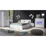 Schlafzimmer Komplett Set 5 tlg LABRI Weiss- Weiss Hochglanz - Weiß