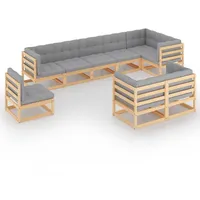 vidaXL 9-tlg. Garten-Lounge-Set mit Kissen grau