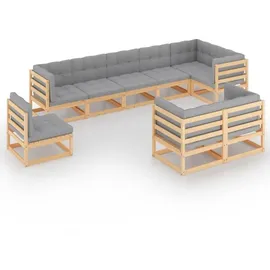 vidaXL 9-tlg. Garten-Lounge-Set mit Kissen grau