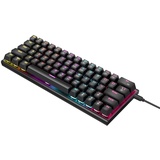 Mechanische Tastatur, kabelgebunden, beleuchtete Gaming-Tastatur mit bunter Hintergrundbeleuchtung, individuelle 63-Tasten-Buerotastatur - Schwarz