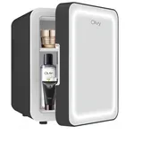 Olvy Kosmetik Kühlschrank 4 Liter, Tragbarer Mini Kühlschrank mit LED Spiegel, Klein Skincare Fridge, Kühl und Heiß für Zimmer, Schwarz