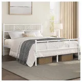 Yaheetech Bettgestell Metallbett mit Kopfteil, Einzelbett/Doppelbett Metallbettrahmen, 90/140/160 cm (B) weiß 142 cm x 206.5 cm
