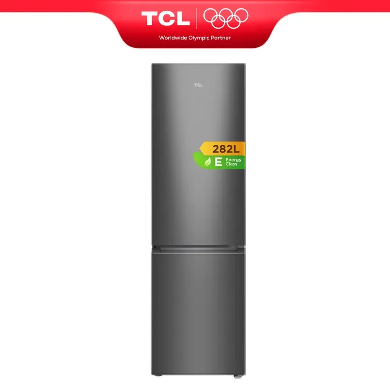 TCL RF366BSE0DE Kühl-Gefrierkombination, 202 Liter Kühlteil, 80 Liter Gefrierteil, 55 cm kompakte Größe, Inverter-Kompressor, reversible Tür, Elektronik