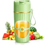 LOMUG Tragbarer Mixer Smoothie Maker, 400ML USB Wiederaufladbarer Smoothie Maker, Kleiner Mixer mit 10 Edelstahl Klingen, Aufladbarer Personal Blender für Shakes Saft Reisen Fitnessstudio (Grün)