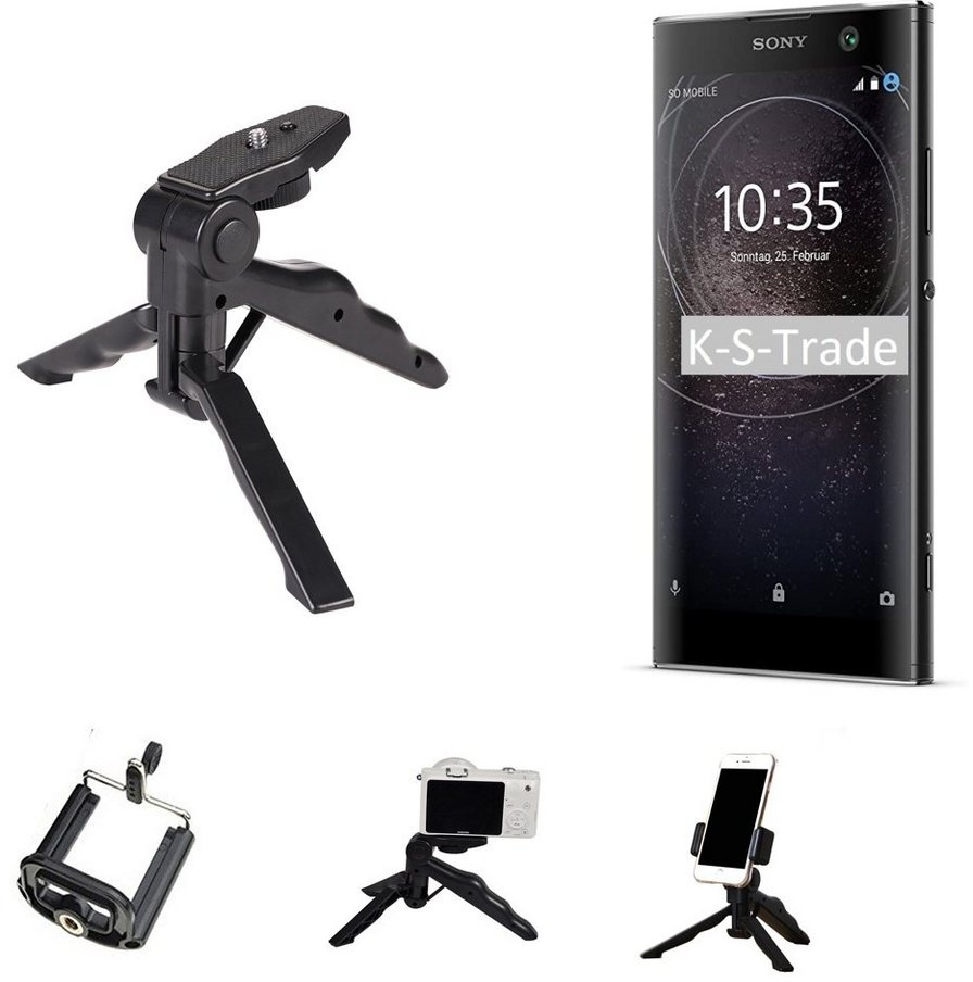 K-S-Trade für Sony Xperia XA2 Smartphone-Halterung, (Stativ Tisch-Ständer Dreibein Handy-Stativ Ständer Mini-Stativ) schwarz