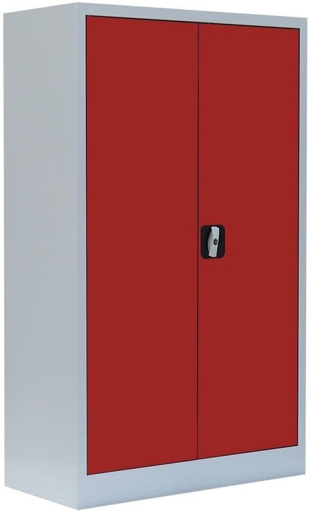 Lüllmann Stahl-Aktenschrank Aktenschrank abschließbar Büroschrank Lichtgrau/Rot 120 x 80 x 38,3cm 530294