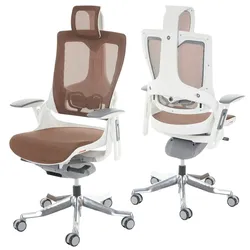 Mendler Bürostuhl MERRYFAIR Wau 2, Schreibtischstuhl Drehstuhl, Polster/Netz, ergonomisch ~ mandarin