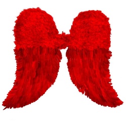 Metamorph Kostüm-Flügel Engels Flügel rot mit Federn für Fasching und Hall, Imposante Federflügel für Elfen und Engel Kostüme rot