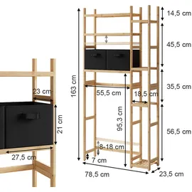 Vicco Waschmaschinenschrank, Grün, Holzwerkstoff, 7 Fächer, Rechteckig, 78.5x163x23.5 cm mit 2 Vliesschubladen