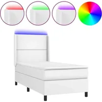 VidaXL Boxspringbett mit Matratze & LED Weiß 100x200 cm