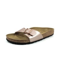 BIRKENSTOCK W Madrid Bf Metallic Schmal Pink - Elegante komfortable Damen Einriemen Sandale, Größe EU 38 - Farbe Copper - 38 EU