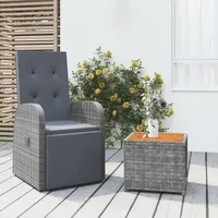 Festnight Gartensessel Polyrattan Verstellbar gartenstuhl hochlehner verstellbar loungesessel Outdoor relaxstuhl polyrattan Sessel verstellbar Garten liegestuhl Stuhl+ Tisch