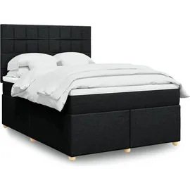 vidaXL Boxspringbett mit Matratze Schwarz 140x200 cm Stoff