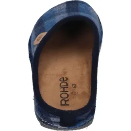 ROHDE Herren Pantoffel Filz Hausschuh Karo Muster lose Einlagen Lucca-H 6944, Größe:44 EU, Farbe:Blau - 44
