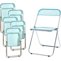[en.casa] Klappstuhl Pornainen 6er Set Hellblau, transparent