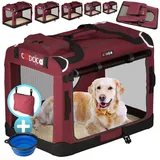 Cadoca® Hundebox faltbar L 60x42x44cm Dunkelrot