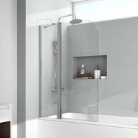 EMKE Duschtrennwand für Badewanne 100x140 cm, Duschwand für Badewanne Faltbar Faltwand Duschabtrennung Badewannenaufsatz Sicherheitsglas