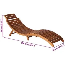vidaXL Sonnenliege mit Tisch und Auflage Massivholz Akazie