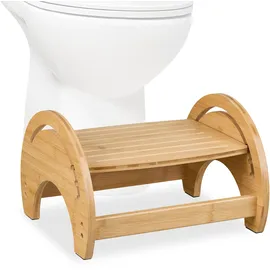 Relaxdays Toilettenhocker, verstellbar, Stuhlgang Unterstützung, WC Hocker Erwachsene, Bambus, HxBxT: 23x36x32 cm, Natur