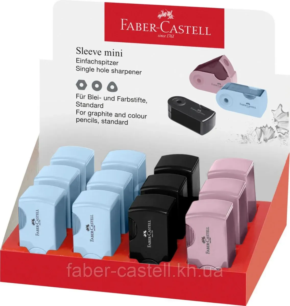 Faber-Castell 182774 Anspitzer Manueller Bleistiftspitzer Schwarz, Blau, Pink